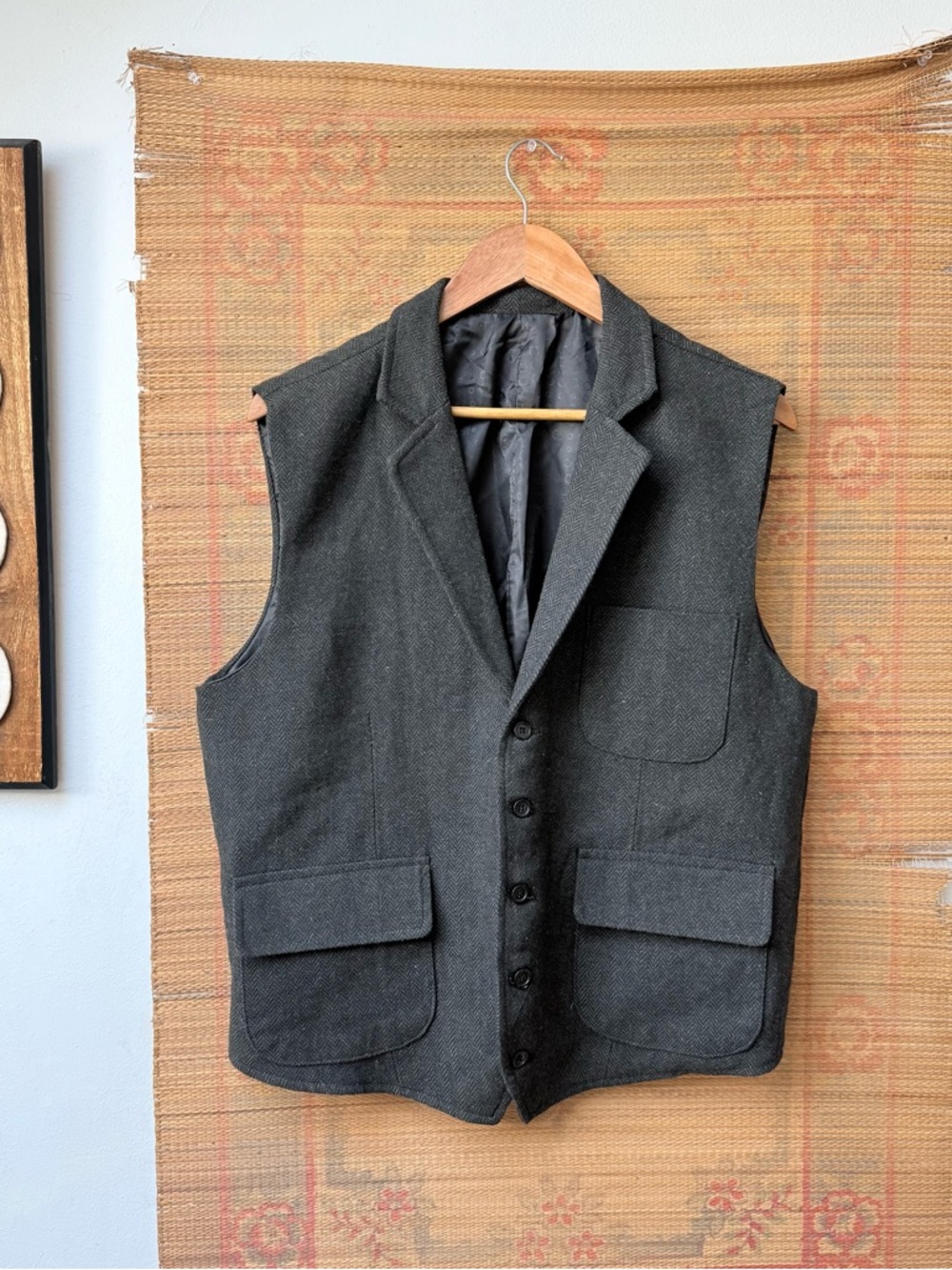 Mens Herringbone Wool Waistcoat Vest 40-42